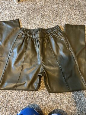 Thread & Supply Olive Faux Leather Jogger Pants